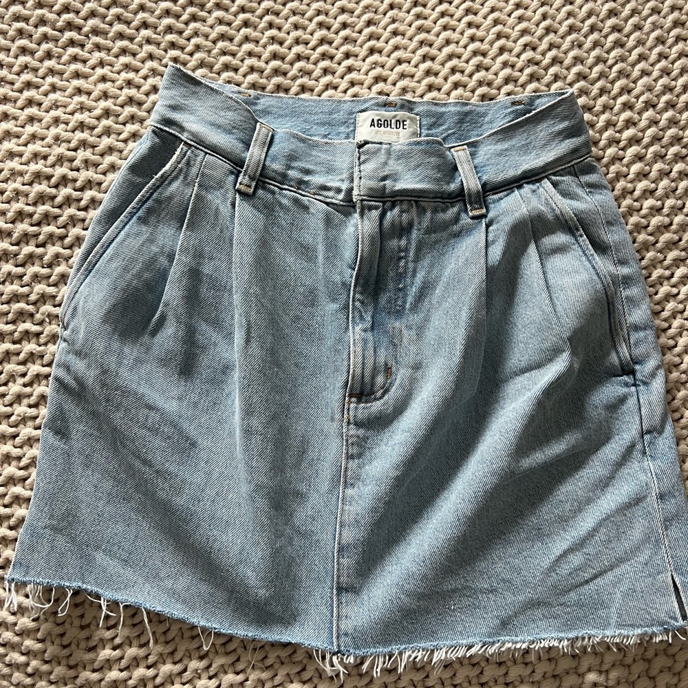 NWOT: Agolde Pleated Denim Mini Skirt